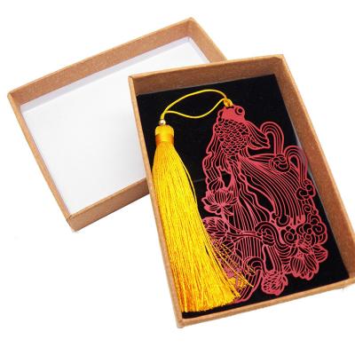 China China High Quality Red Metal Brass Fish Benchmark With Tassel Student Gift for sale