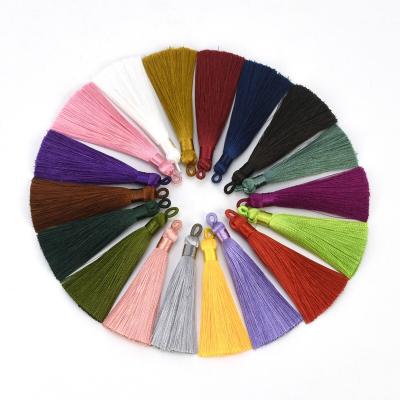 China Mobile phone ice silk tassel fan decoration polyester cue pull ring spike jewelry accessories diy clothing hanging chinese knot for sale