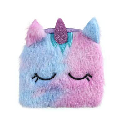 China High Quality Cartoon Square Children's Toy Purse Small Plush Coin Purse Cartoon Unicorn Wallet for sale