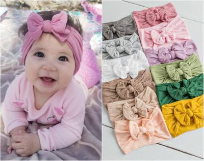 China European and American hot sale 31 colors baby style bow soft nylon children's hair band baby hair accessories for sale