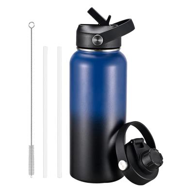 China Durable Stainless Steel 64 Ounce Black Wall Hydraulic Double Wall Water Bottles for sale