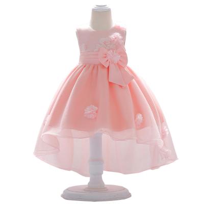 China Anti-wrinkle ready in white 3D flowers flowing champagne rose 1 year old toddler girl birthday princess dress pretty for sale