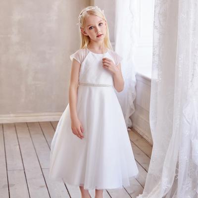 China Breathable White Pleated Baby Girl Dress Tulle Christening Gown 14 Years Old for sale