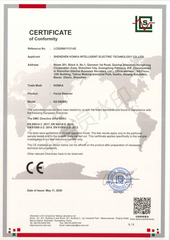 CE - Shenzhen Konka Intelligent Electric Technology Co.ltd.