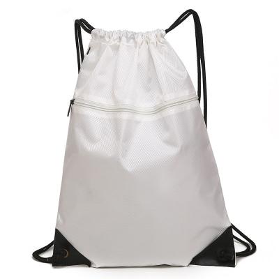 China Waterproof Custom Natural White Black White Chiffon Drawstring Backpack Nylon Drawstring Bag for sale