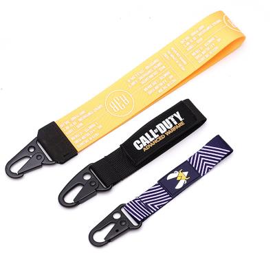 China Promotional Eco-Friendly Sublimation Wrist Security Lanyard Polyester Main Holder Chain Short Lanyard for sale