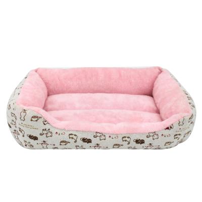 China Fashion Rectangular Lightweight Warm Cat House Cotton Pink Non Detachable Arctic Velvet for sale