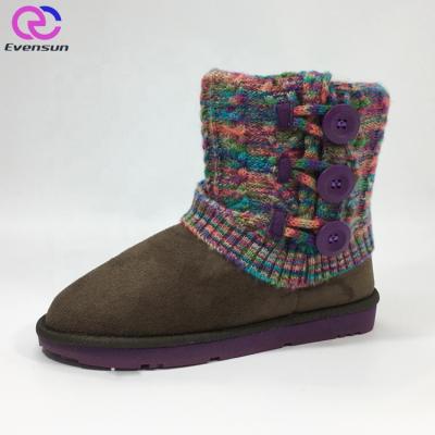 China New Style Thermal Women Fake Fur Snow Boots Cotton Fabric Knitted Half Snow Boots for sale