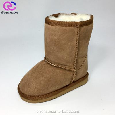 China Cute Face Sheepskin Boy Snow Boots Winter Warm Kid Double Ankle Snow Boots for sale