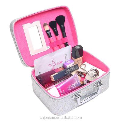 China Fashoion Jonsun PU Cosmetic Case Portable Makeup Bag Make Up Box for sale