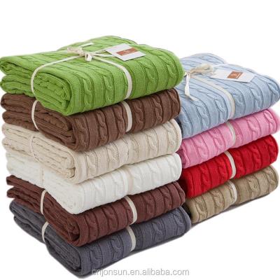 China Jonsun anti-pilling 100% cotton knit blanket office nap blanket fat knit blanket for sale