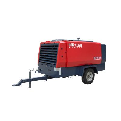 China OIL-LESS 8bar 13bar Diesel Engine Motor Screw Portable Air Compressor for sale