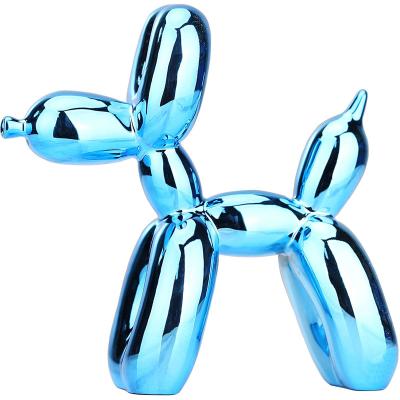 China Europe Animal Statue Resin Cute Shiny Balloon Dog Shape Statue Art Sculpture Figurine Crafts Home Decor with Non-Slip Mat 17x17x7cm for sale