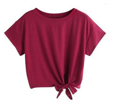 China Anti-wrinkle Women's T-shirt Fashion Casual Short Sleeve Loose Solid Color Tops Womens Summer T-Shirts for sale