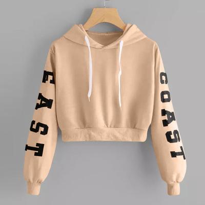 China Anti-Wrinkle Teenager Girls Long Sleeve Crop Top Sweatshirt Crop Letter Print Blouse Shirts Woman Hoodies for sale