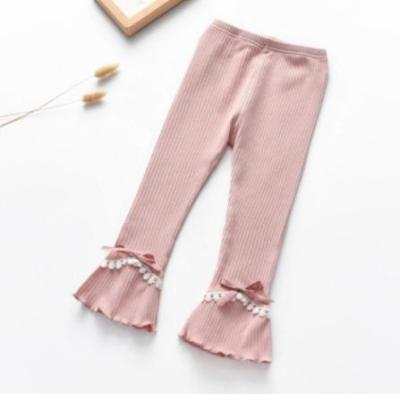 China New Breathable Spring Babies Pants Kids Lace Up Bow Pants Toddler Kids Cotton Pants for sale