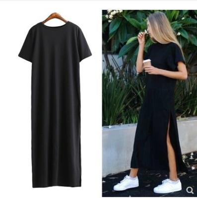 China ODM Fashion Loose Apparel Custom OEM Shirt O-neck Long T-shirt Women's Breathable Dress for sale