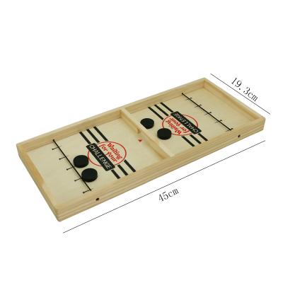 China Wooden Hockey Board Game 2 in 1 Wooden Slingshot Slingshot Ice Hockey Board Game Winner Board Toy for sale