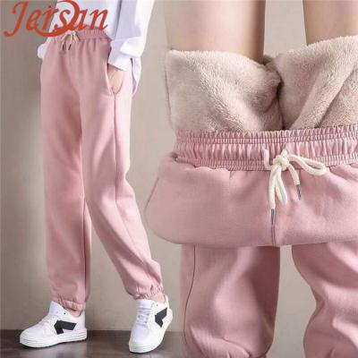 China Anti-wrinkle 2022 Winter Women Sport Pants Sweatpants Workout Fleece Pants Female Jogger Pants Solid Thick Warm Winter Harem Pants for sale