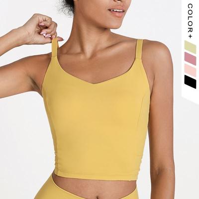 China Breathable Sports Yoga Tops Adjustable Straps Crop Top Gym Tank Top High Support Ladies Crop Tank Compression Sports Bra for sale