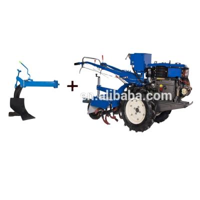 China Small Agriculture 10HP Two Wheeler Type Walking Tractor With Plow for sale