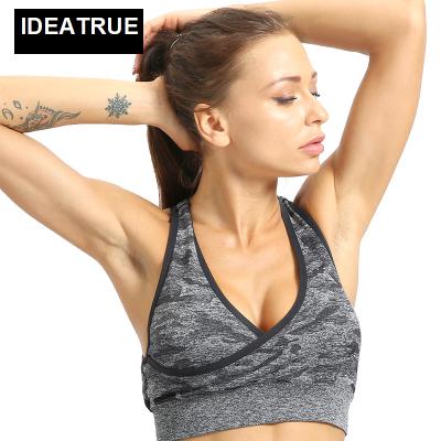 China Breathable Sports Texture Criss-Cross Sports Bra For Women Women Breathable Yoga Bra for sale