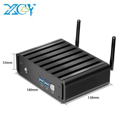 China Fanless+Aluminum Alloy Metal Case XCY Low Cost Mini Gaming PC Core i3 6100u 8G Ram 500G Ram 500G SSD Win10 Gaming Desktop Computer for sale