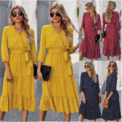 China 2022 Hot Selling Anti-static Azamon Floral Print Vintage Dress Long Beach Plus Size Long Sleeve Dress for sale