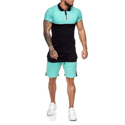 China High Quality QUICK DRY Summer Gym Fitness Clothes Men Casual Patchwork Sports Joggers Short Two Piece Set for sale