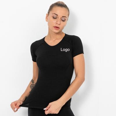 China 2021 Wholesale New Arrival Huanwei Gym Clothing Women Yoga Tops Girls T-shirt Breathable Custom Fitness Wear for sale