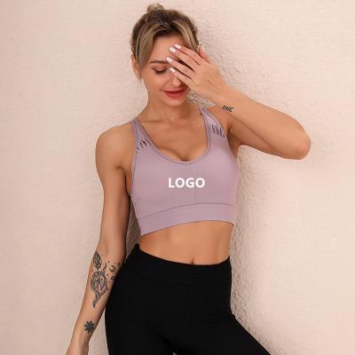 China Breathable Fashion Vest Sports Bra Seamless Mesh Beautiful Back Shockproof Gather Pleat Yoga Bra for sale