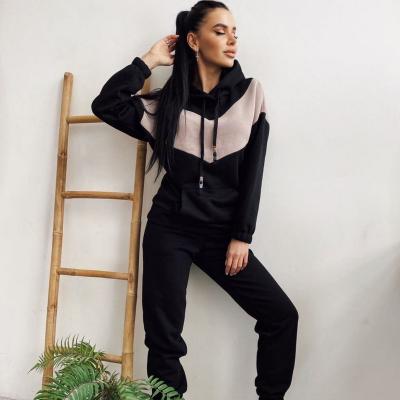 China Fashion Breathable Hood Sports Sweatsuit Women Sportswear Custom Casual Fitness Gym 2 Pieces Set Tracksuits for sale