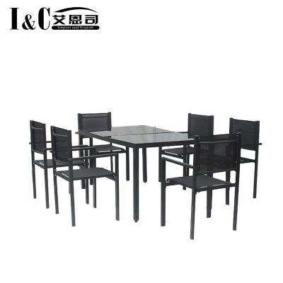 China Durable KD Folding Patio Furniture Set Dining Garden Metal Patio Table And Chair Set Sets for sale