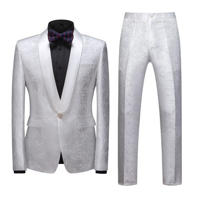 China Men's Suits 2 Pieces Groom Pant Coat Mens Elegant Floral Tuxedo Dress Suit for sale