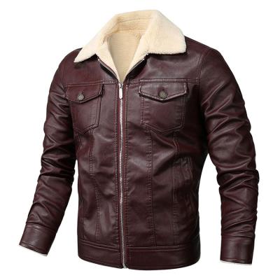 China Warm Chest Pockets Shear Fur Leather Plus Size Jackets For Men for sale