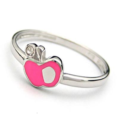 China JZ212 CLASSIC Fashion Bands Cute 925 Sterling Silver Jewelry Rings Pink Apple Enamel Rings For Girl for sale