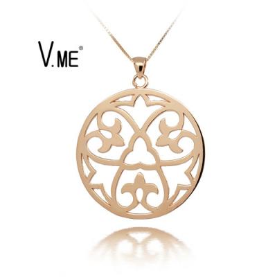 China TRENDY Round Shaped Simple Rose Plating 925 Sterling Silver Real Silver Jewelry Gold Pendant for sale