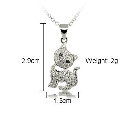 China XDZ-1348EX Cute Cat Cute Design Silver Plated CZ Stones Charms Pendant Making Animal Pendant for sale