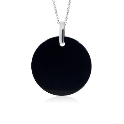 China FASHIONABLE PAA-1000 Pendant in 925 Bail Clasp Disc Round Shape Onyx Black Silver Agate for sale