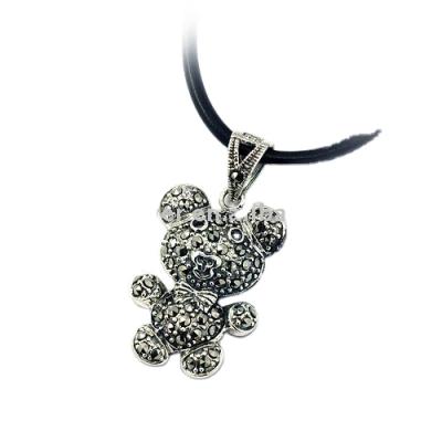 China PKP-0988 925 Sterling Silver Bear Pendant With Marcasite Punk Cute Design Jewelry for sale