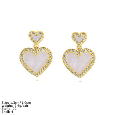 China TRENDY Fashion 925 Silver Drop Earring Shell Heart Earrings For Women Jewelry for sale