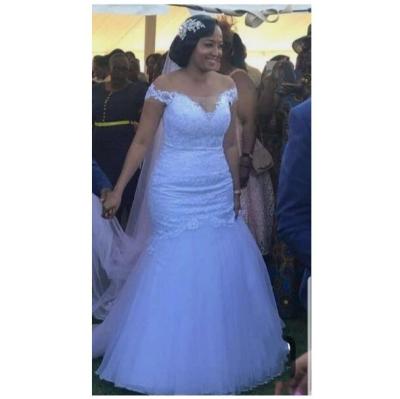 China Hot Sale Cheap Breathable Off The Shoulder Beaded Lace Customized Plus Size African Mermaid Wedding Dresses MW12 for sale