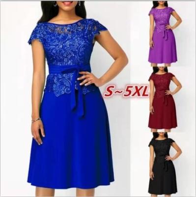 China Morili Dry Cleaning Hot Sale Cheap Knee Length Customized Plus Size African Short Sleeve Royal Blue Bridesmaid Dresses MBLA325 for sale