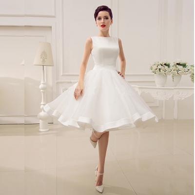 China Cheap Wholesale Dry Cleaning Lace Evening Knee Length White Ivory Appliqued Bridesmaid Dresses MBA515 for sale