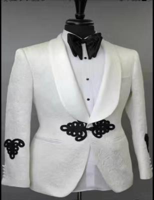 China Anti-wrinkle Morili One Button Embroidered Wedding Party Suits For Man Closure Collar 2 Pieces Fit Slim Fit MMSB54 for sale