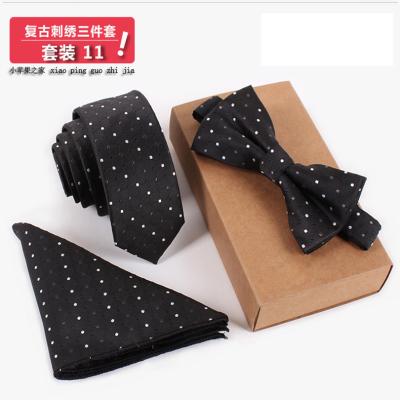 China Verified High Quality 3 Pieces Pocket Towel Bow Tie Suit Man Business Wedding Party Bow Ties In Stock MMTB2 for sale