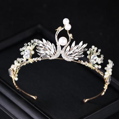 China Party Wedding Morili Bridal Hair Jewelry Brass Tiara and Crown Wedding Hair Accessories Crystal Fashion Marquee For Women Queen Gold MTB1 for sale