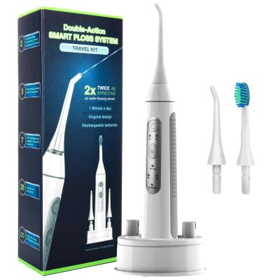 China 2021 New Outdoor Electric IPX7 Waterproof 2 In 1 Electric Toothbrush Oral Irrigator Water Toothpick For Teeth for sale