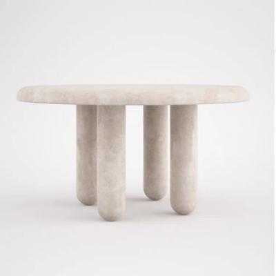 China Large Design Oliver Shape White Travertine Dining Table for sale