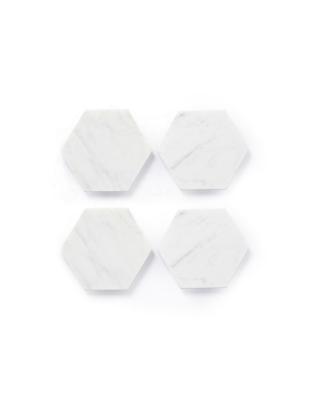 China Sustainable High Quality Natural White Marble Hexagon Marble Coasters For Drinks for sale